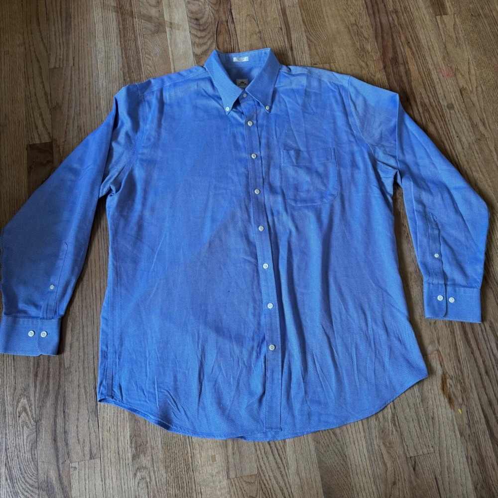 Peter Millar Nanoluxe Easycare Blue Micro Check Button Down Shirt Mens XL